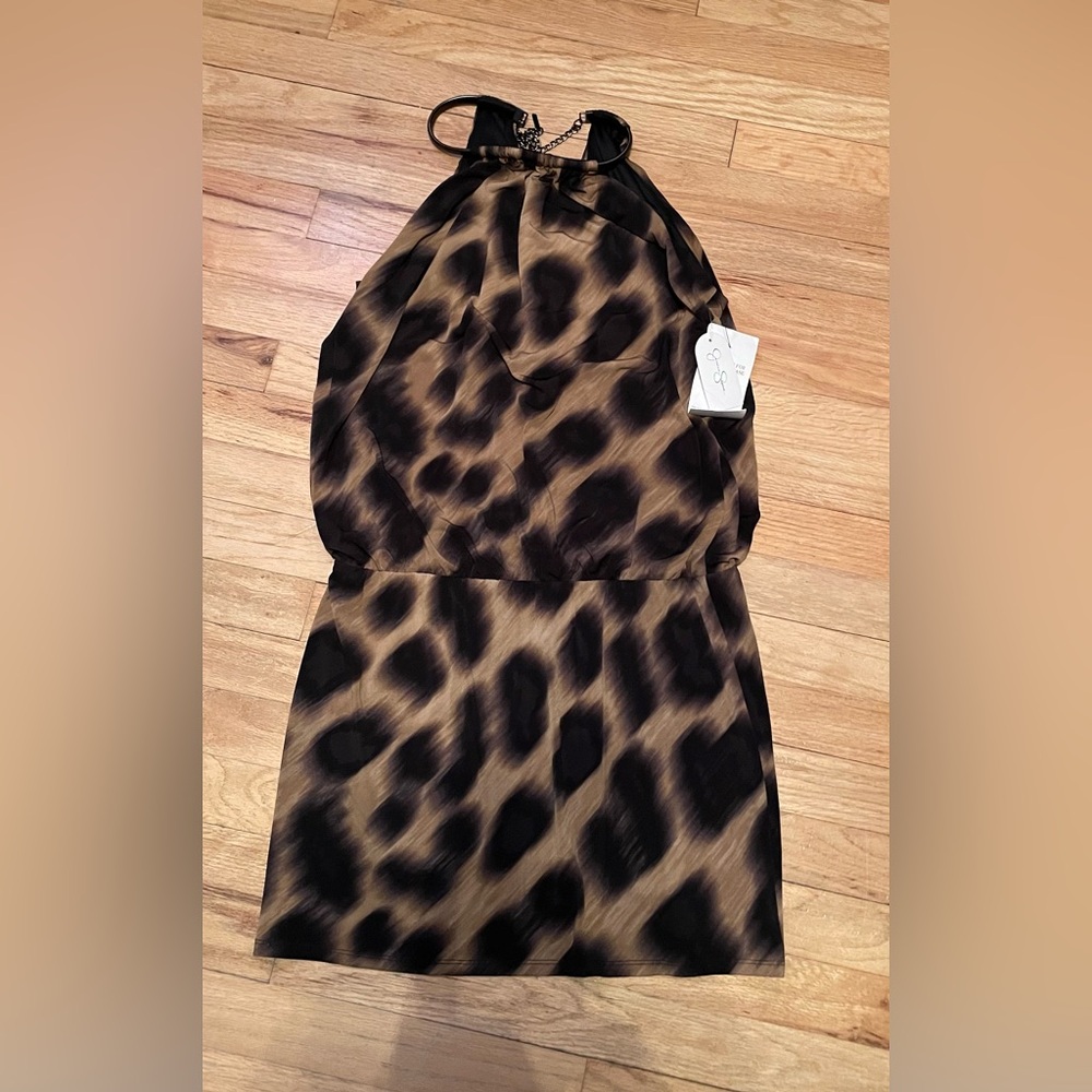 NEW Jessica Simpson black brown print lined dress size 6 NWT